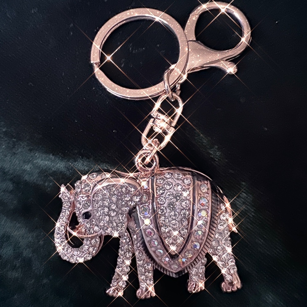 Gold Elephant rhinestone Keychain